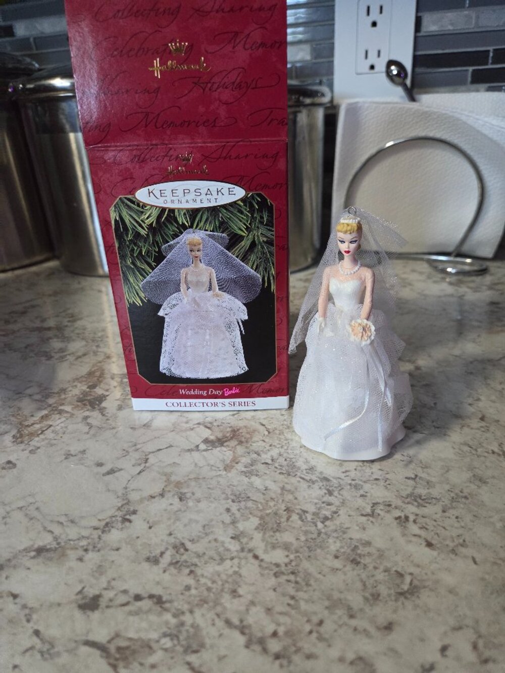 1997 hallmark keepsake wedding day barbie ornament in box collector's series